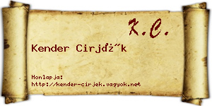 Kender Cirjék névjegykártya